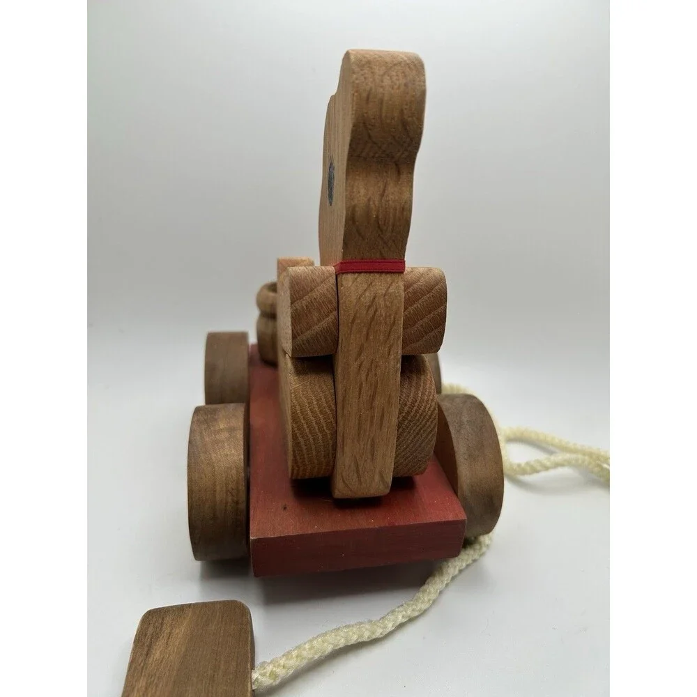 Honey Bear Pull Along Wooden Toy Classic Pooh Child Follow Behind Friend Toddler